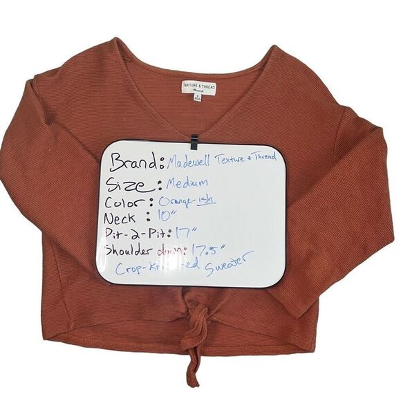 Madewell Sweaters - Madewell Texture and Thread womens medium sweater knot cropped orange